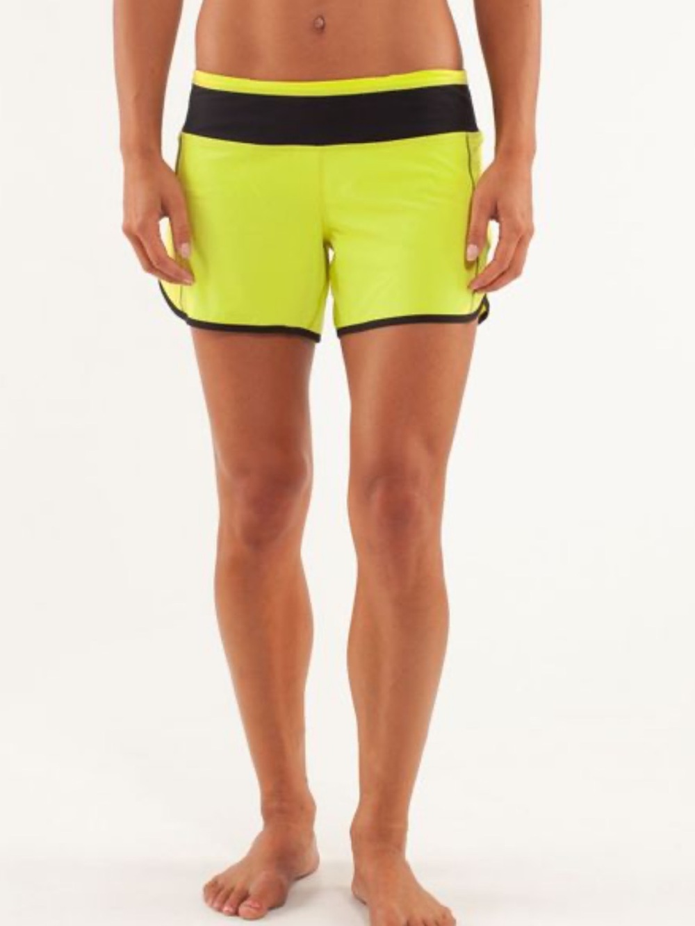 Lululemon Neon Yellow Athletic Shorts with Black Trim 6